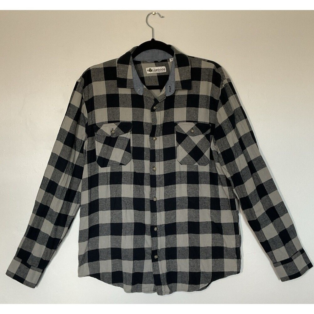 TallWoods Men's Flannel Button Down Plaid Size M